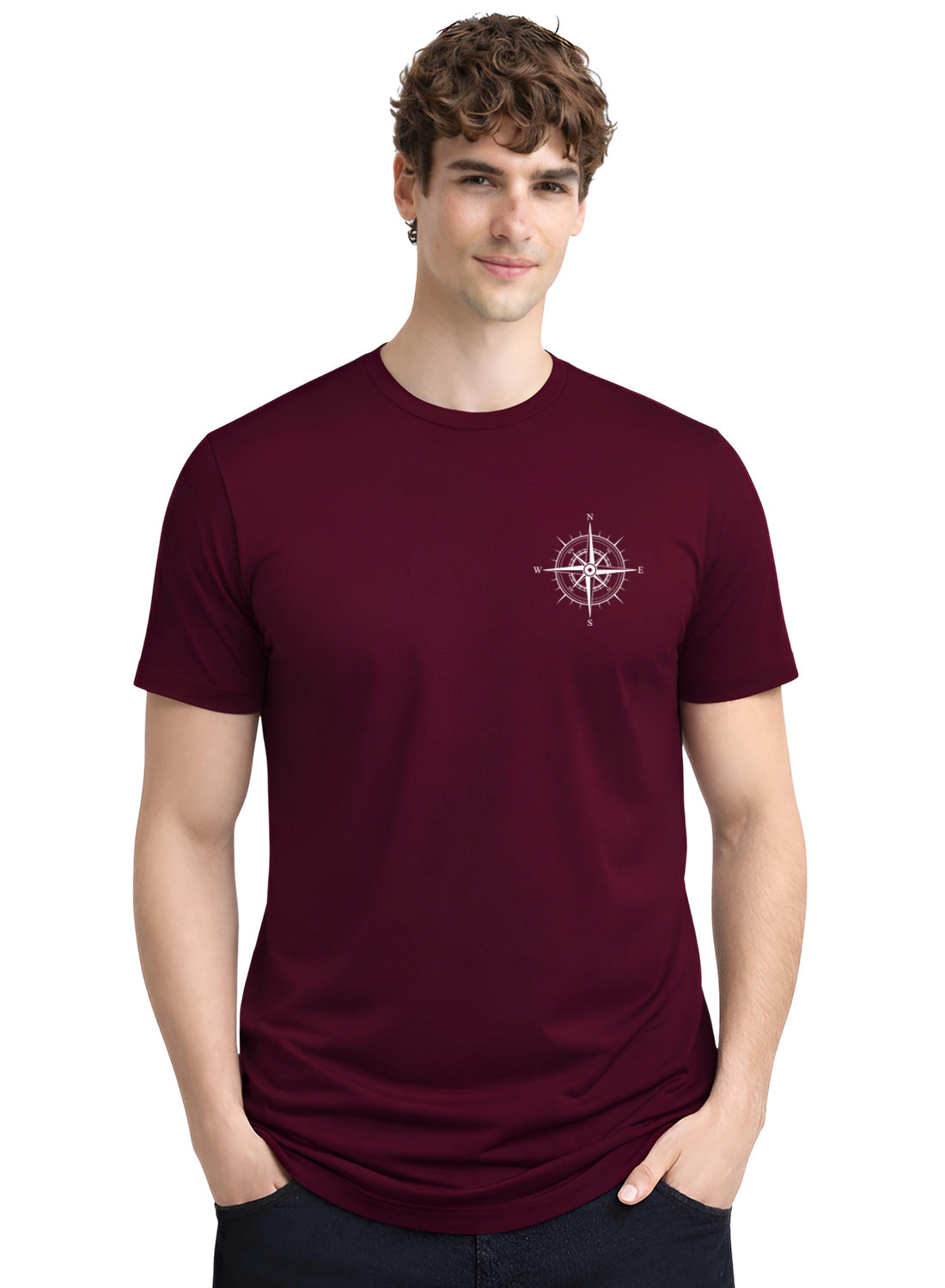 Adro Mens Chest Printed Tshirt | Minimal Graphic 100% Cotton Casual Travel T-shirt | Stylish Explorer Look Summer T shirt for Men
