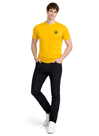 Adro Mens Chest Printed Tshirt | Minimal Graphic 100% Cotton Casual Travel T-shirt | Stylish Explorer Look Summer T shirt for Men
