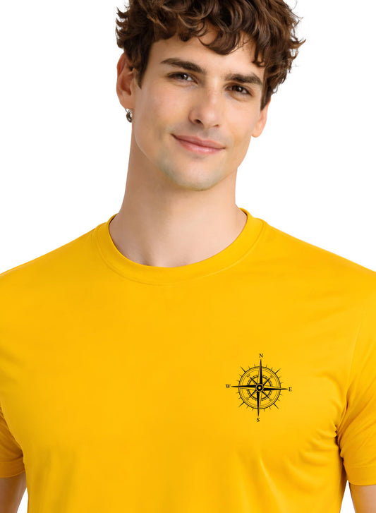 Adro Mens Chest Printed Tshirt | Minimal Graphic 100% Cotton Casual Travel T-shirt | Stylish Explorer Look Summer T shirt for Men