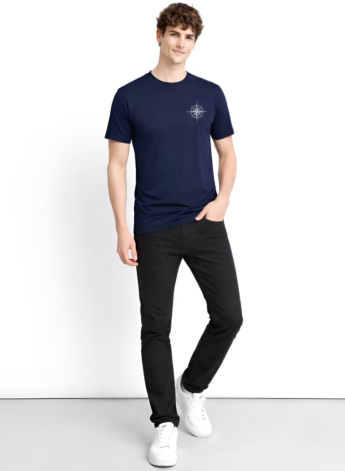 Adro Mens Chest Printed Tshirt | Minimal Graphic 100% Cotton Casual Travel T-shirt | Stylish Explorer Look Summer T shirt for Men
