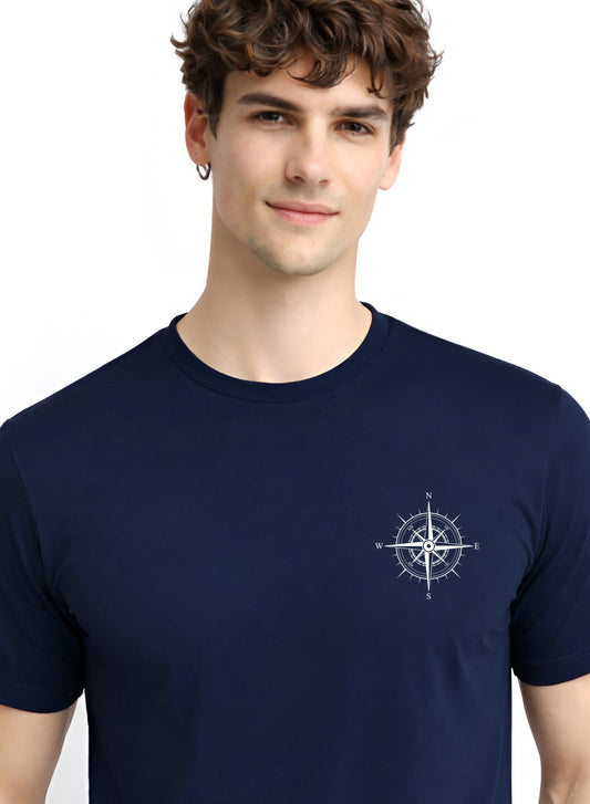 Adro Mens Chest Printed Tshirt | Minimal Graphic 100% Cotton Casual Travel T-shirt | Stylish Explorer Look Summer T shirt for Men