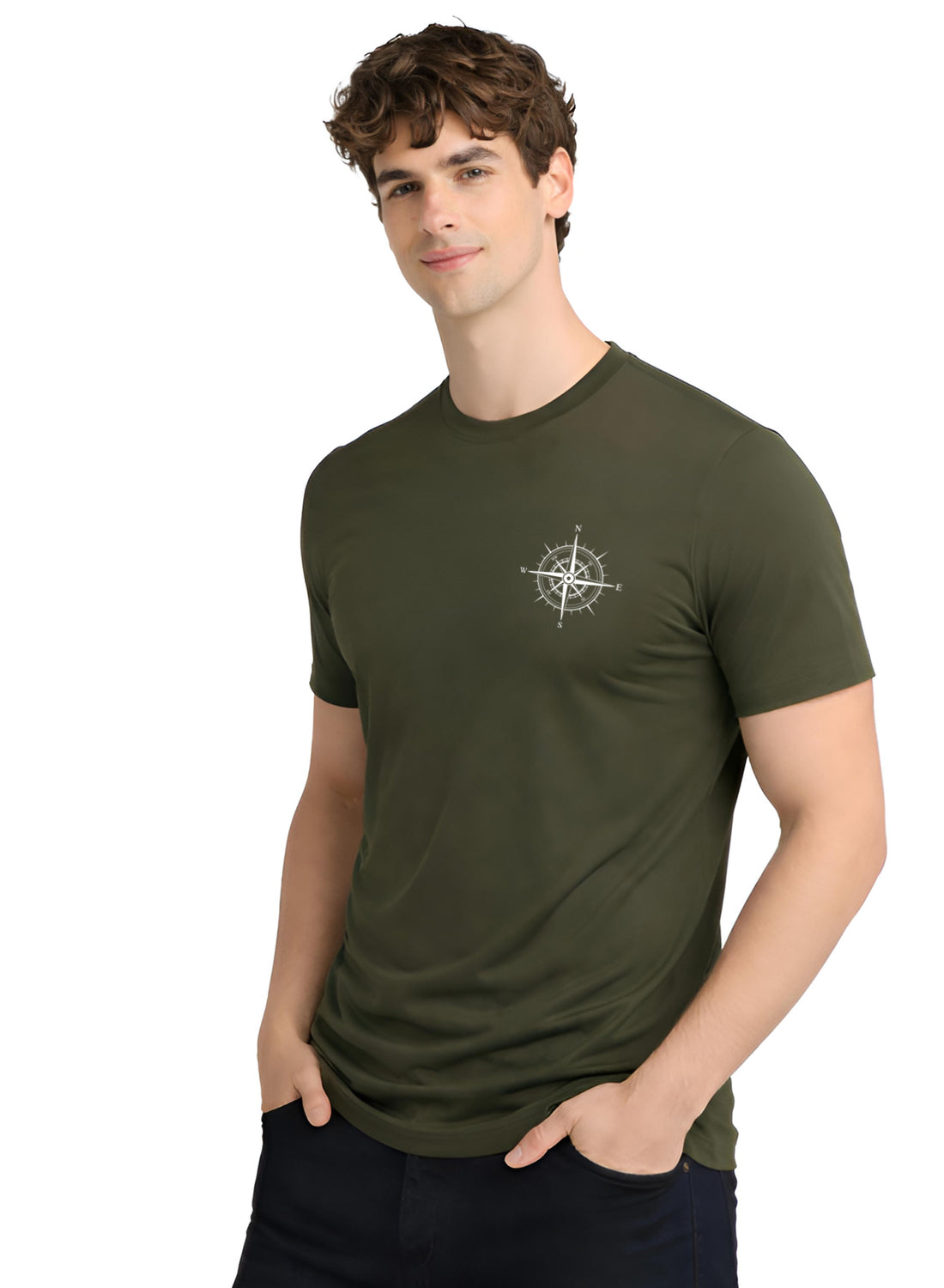 Adro Mens Chest Printed Tshirt | Minimal Graphic 100% Cotton Casual Travel T-shirt | Stylish Explorer Look Summer T shirt for Men
