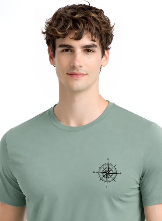 Adro Mens Chest Printed Tshirt | Minimal Graphic 100% Cotton Casual Travel T-shirt | Stylish Explorer Look Summer T shirt for Men