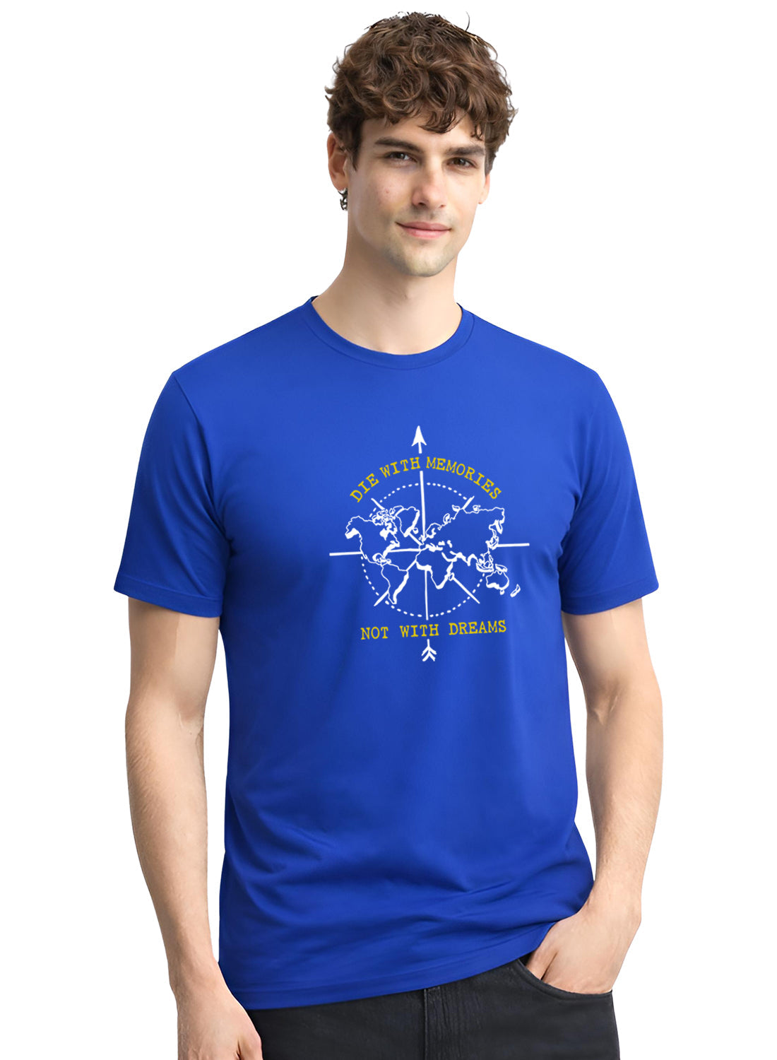 Adro Mens Printed T-Shirt | Graphic Cotton Regular Fit Tshirt for Summer | Stylish Casual Comfortable | Travel Quote T shirt for Men Royal Blue