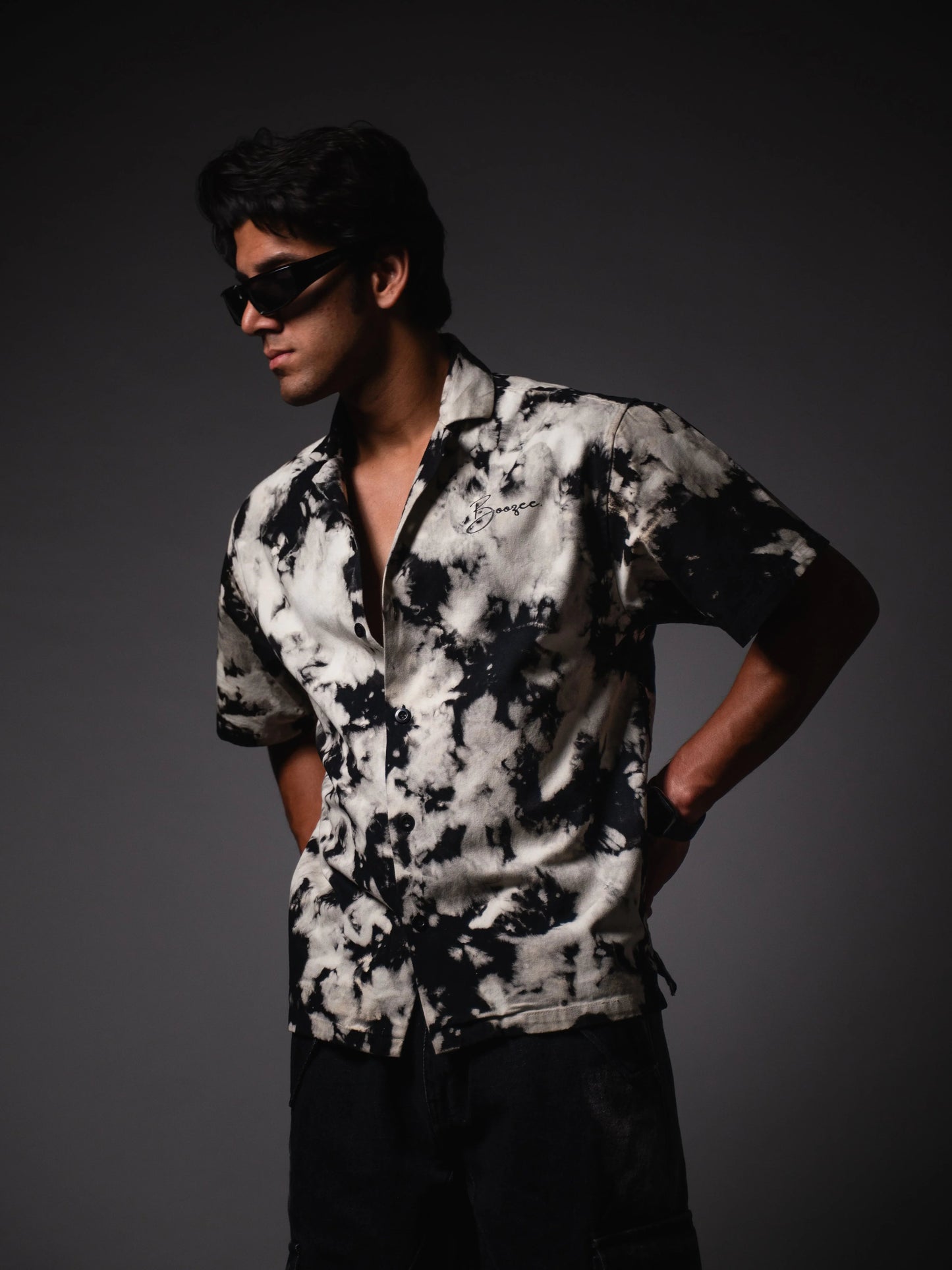 Black Nightflash Cotton Casual Shirt