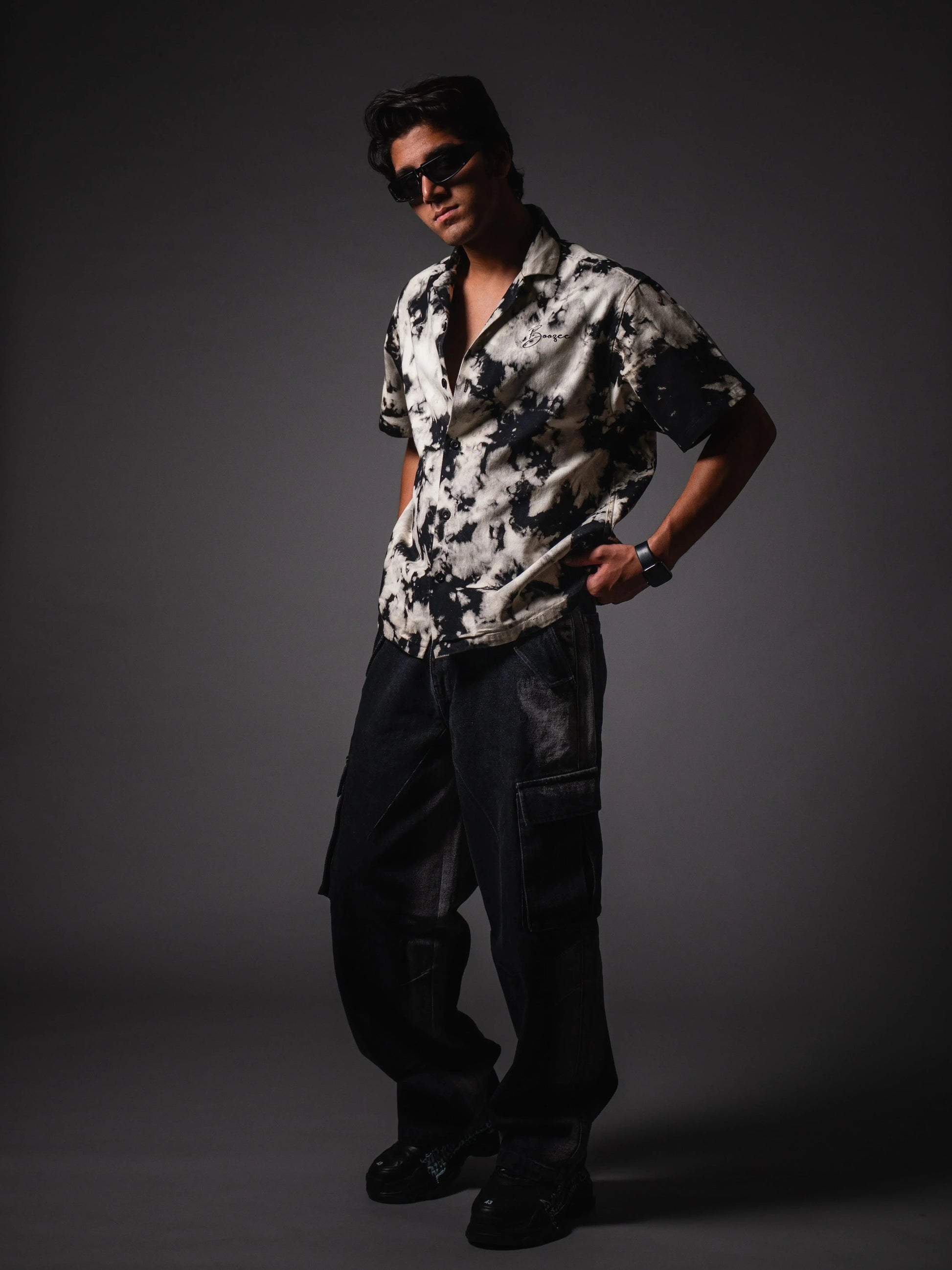 Black Nightflash Cotton Casual Shirt Boozee