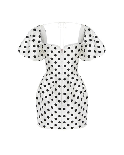 Rose Detail Polka Dot Mini Dress