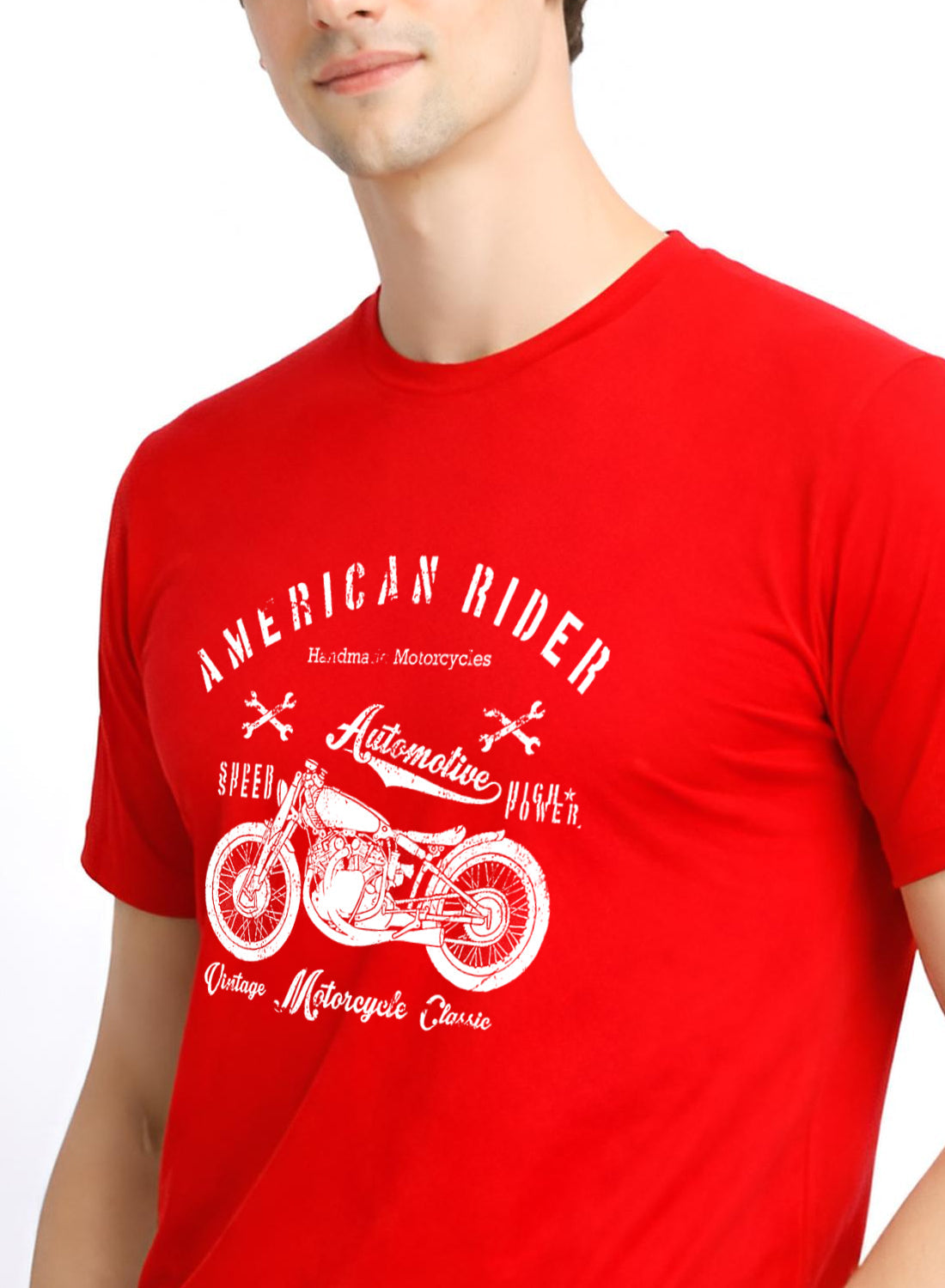 Adro Mens American Rider Printed T-Shirt | 100% Cotton T shirt for Bikers | Stylish Casual Tee Summer Regular Fit Biker Tshirt