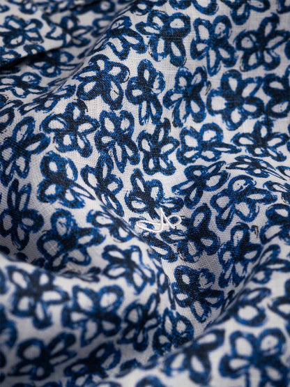 Navy Blue Regular Fit Printed Casual Shirt for Men (ALUAR)