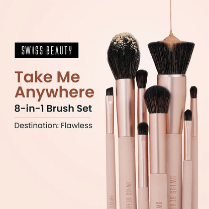 SWISS BEAUTY TAKE ME ANY WHERE 8 IN 1 BRUSH SET