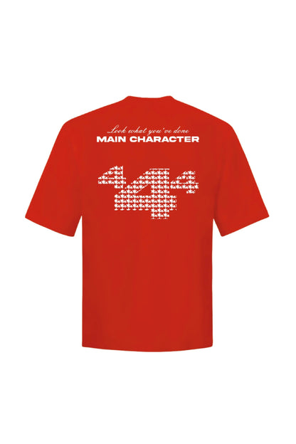 Star Boy Printed Orange Oversized T-Shirt Main Character