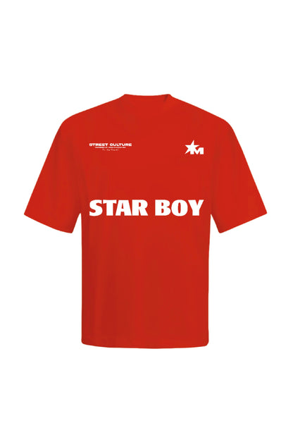 Star Boy Printed Orange Oversized T-Shirt Main Character