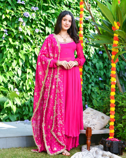 PINK EMBROIDERED GEORGETTE SUIT SET