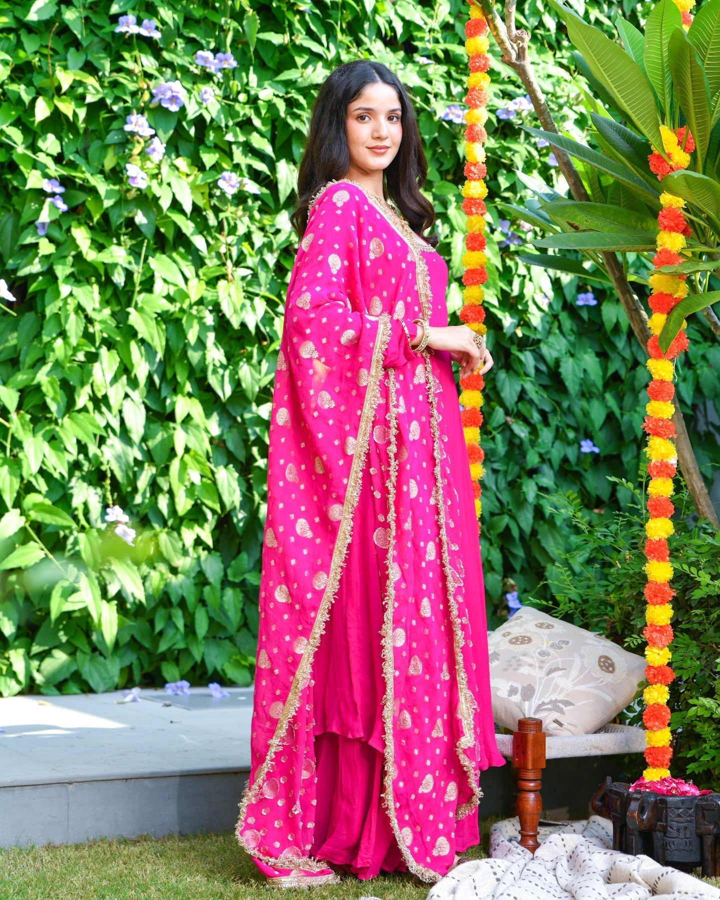Pink Embroidered Anarkali Suit Set