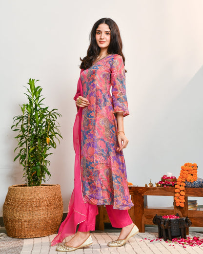 Abstract Pink Tissue Suit Set
