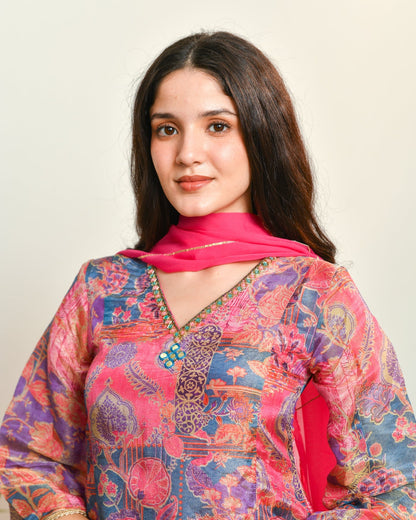Abstract Pink Tissue Suit Set