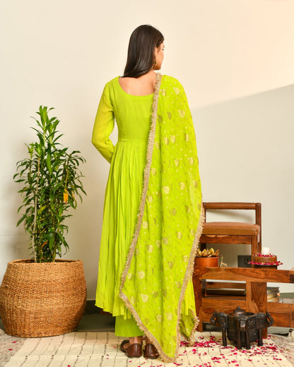 Fluorescent Viscose Anarkali Suit