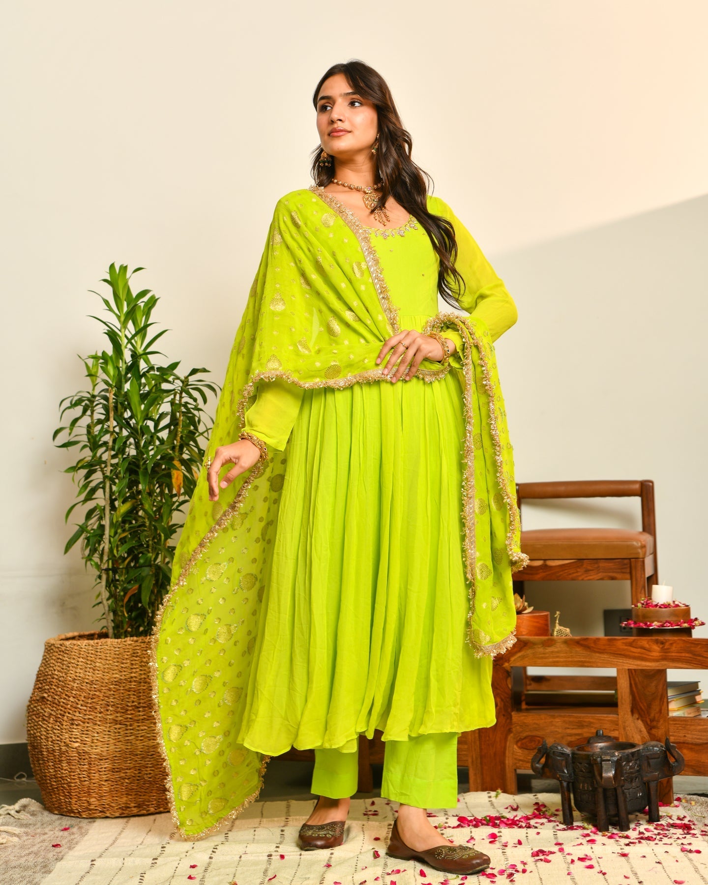 Fluorescent Viscose Anarkali Suit