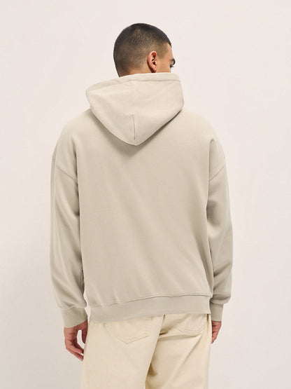 Beige Solid Relax Fit Hoodie with Kangaroo Pocket