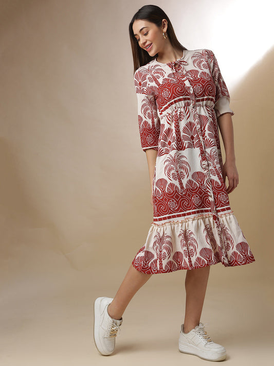 Contrast Tropical Dress