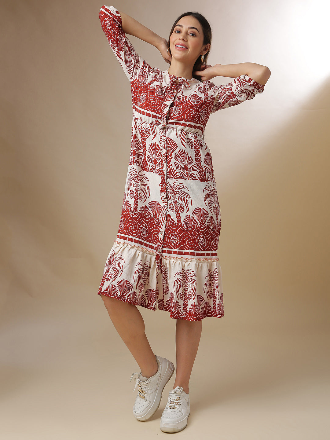 Contrast Tropical Dress