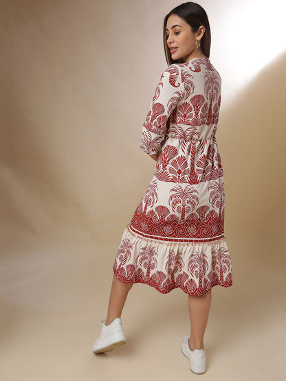 Contrast Tropical Dress