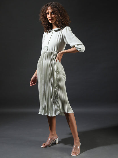Pleated Tie-Up Dress