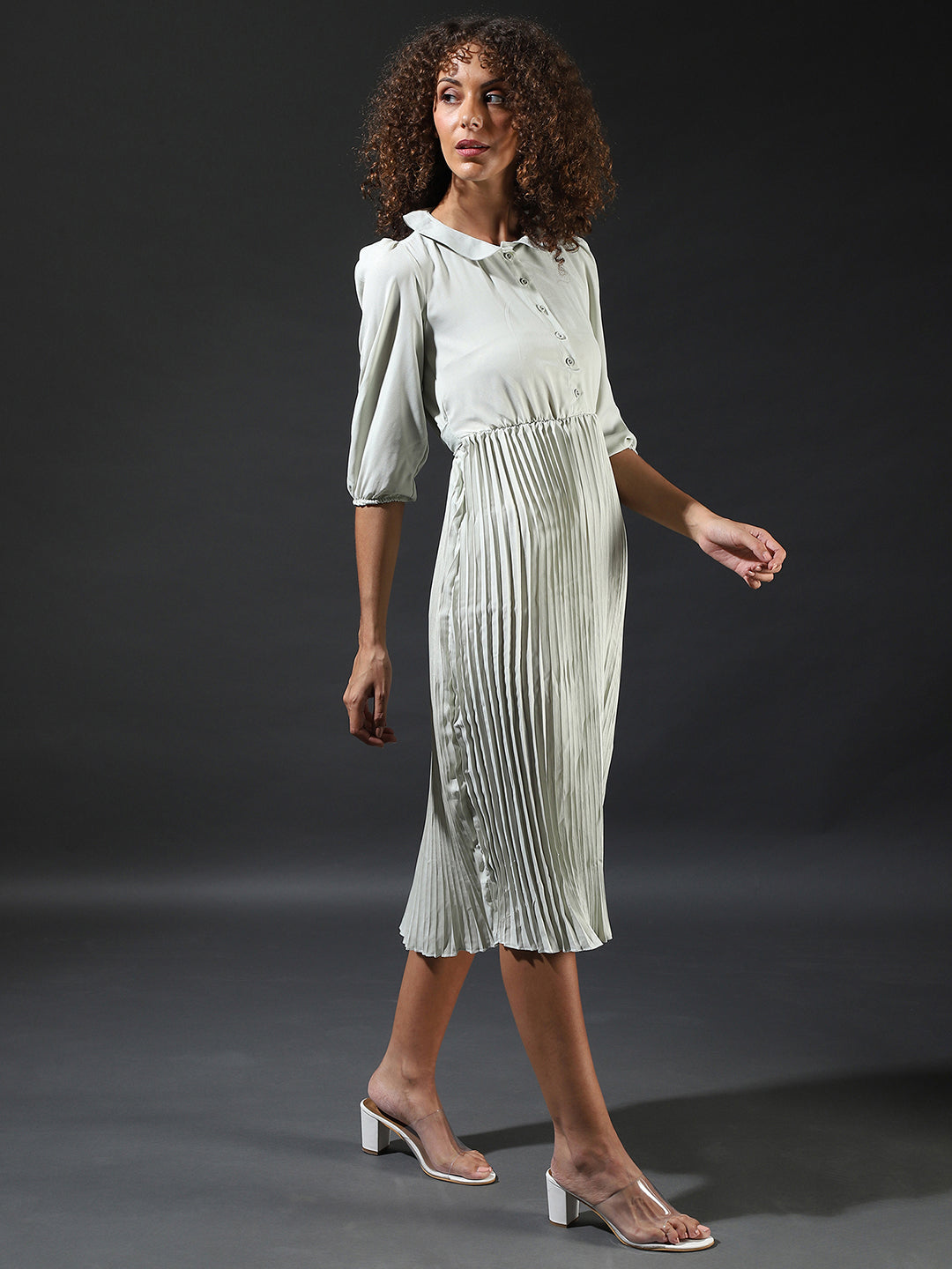 Pleated Tie-Up Dress
