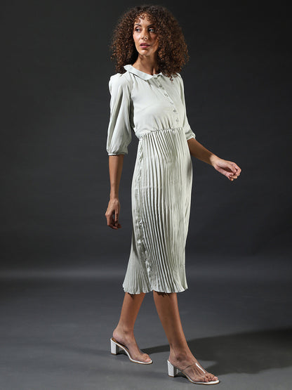 Pleated Tie-Up Dress