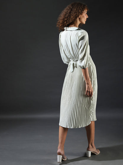 Pleated Tie-Up Dress