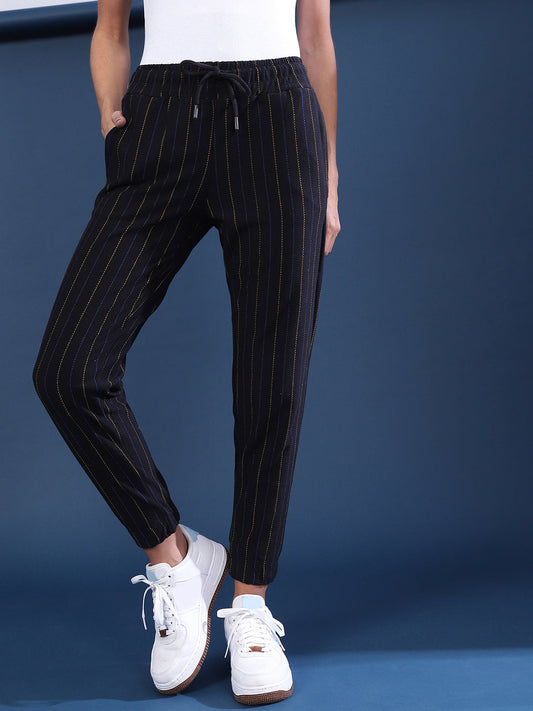 Pinstriped Tapered Trackpants