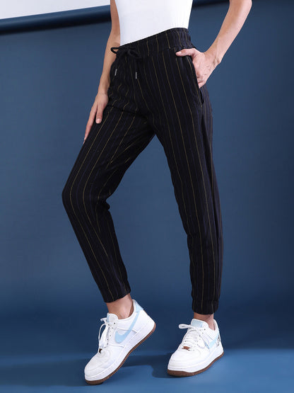 Pinstriped Tapered Trackpants