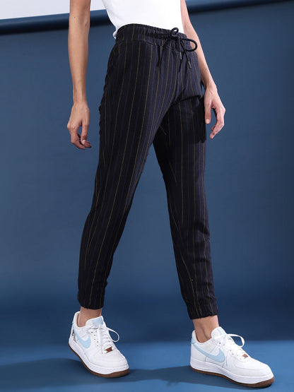 Pinstriped Tapered Trackpants