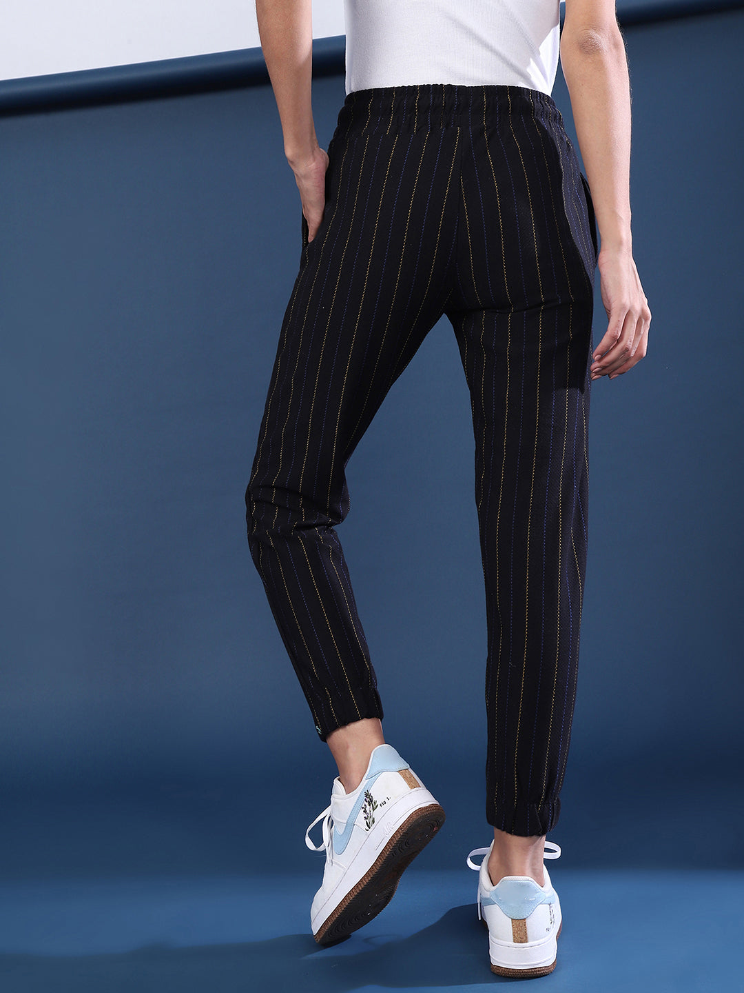 Pinstriped Tapered Trackpants