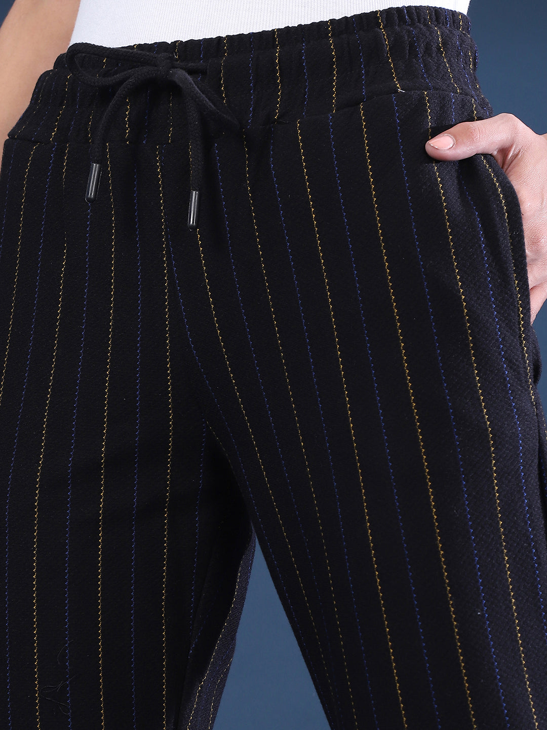 Pinstriped Tapered Trackpants