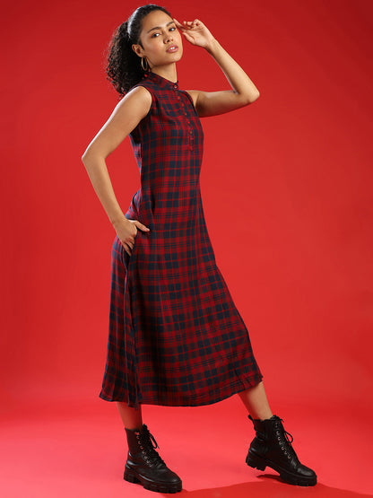 Checked Midi Dress
