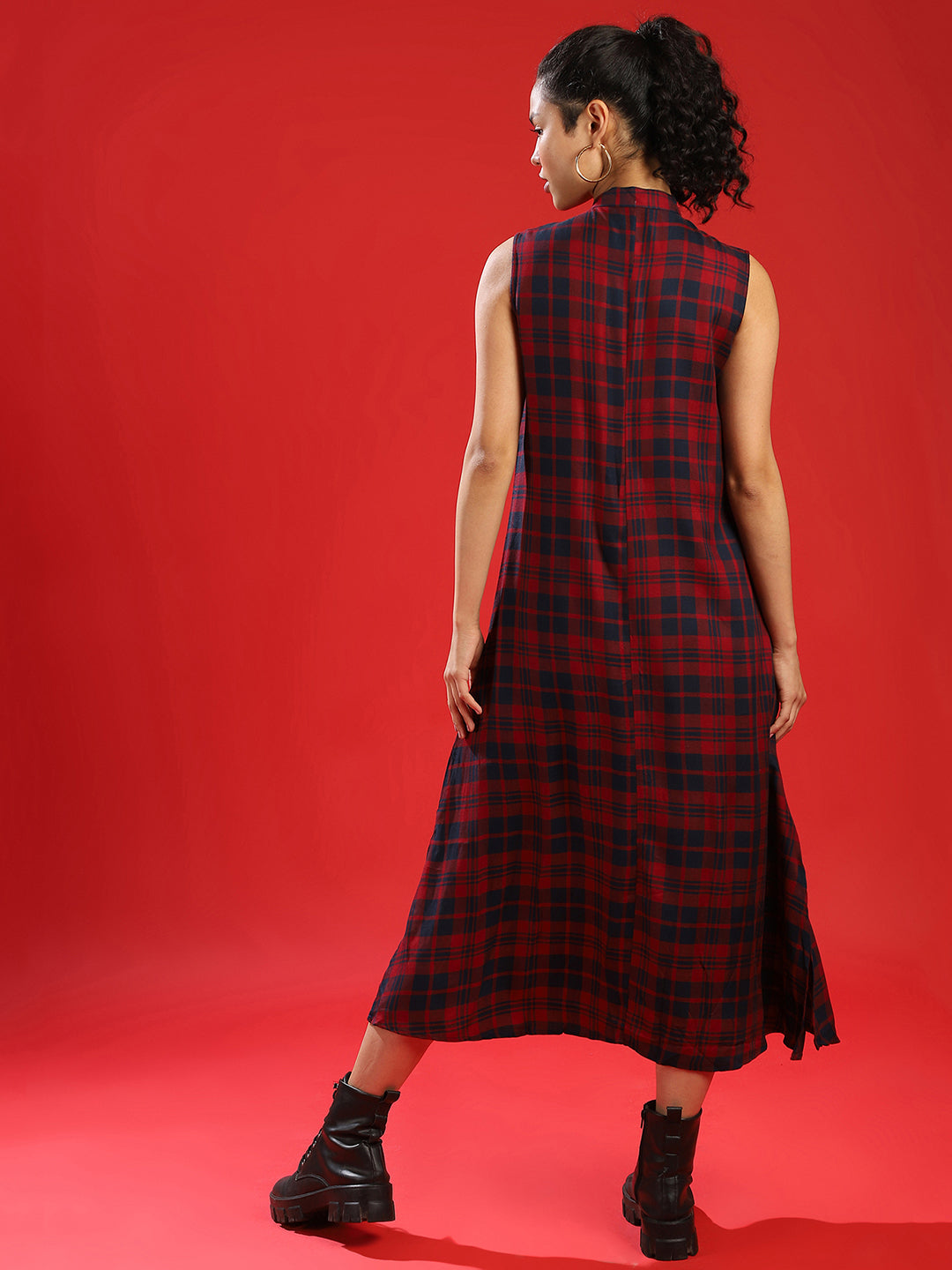 Checked Midi Dress