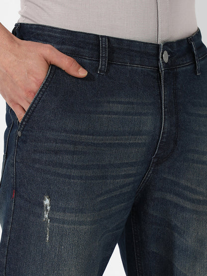 Dark-Wash Carrot Fit Denim Jeans