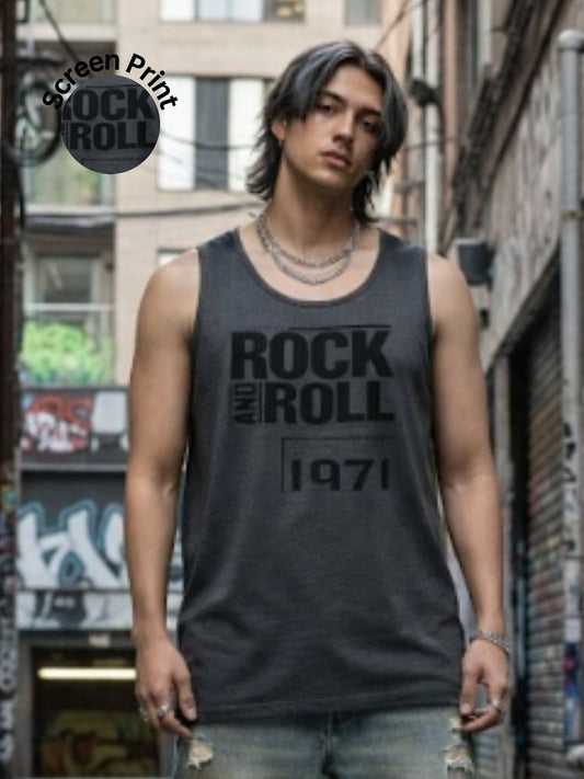Dark Grey Sleeveless Typography Print Cotton Round Neck Men T-Shirt