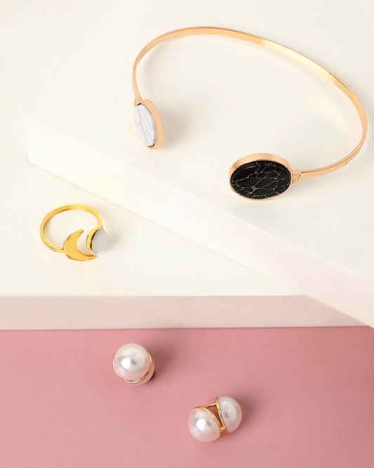 PEARL EARRING BRACELET & RING COMBO