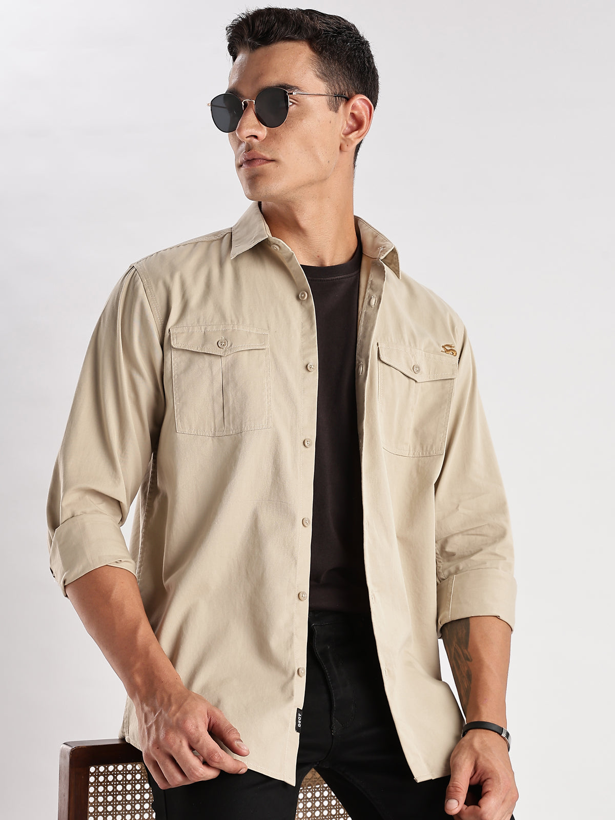 Double Pocket Mens Casual Shirt