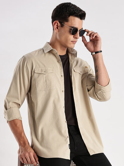 Double Pocket Mens Casual Shirt