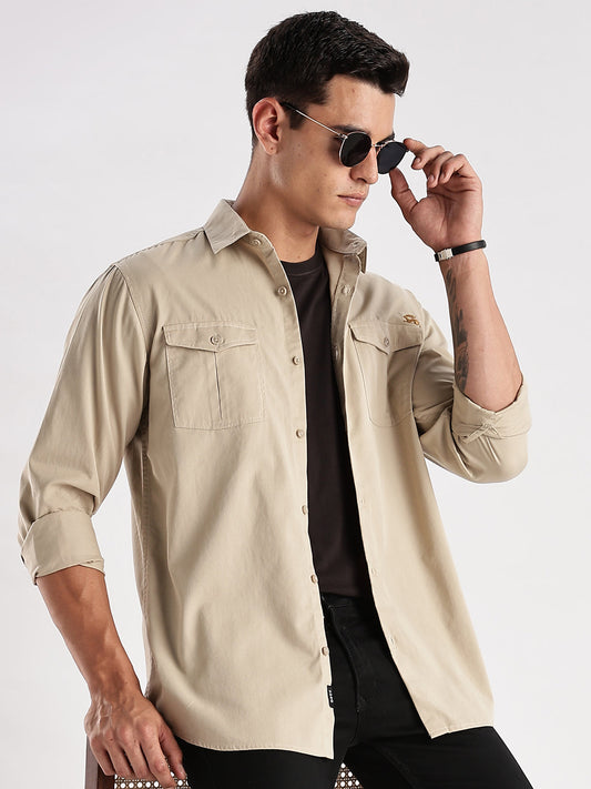 Double Pocket Mens Casual Shirt