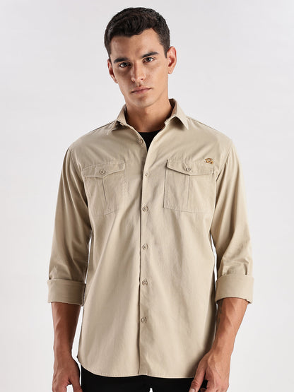 Double Pocket Mens Casual Shirt