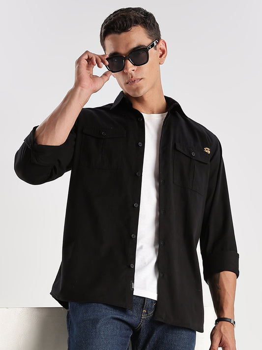Double Pocket Mens Casual Shirt