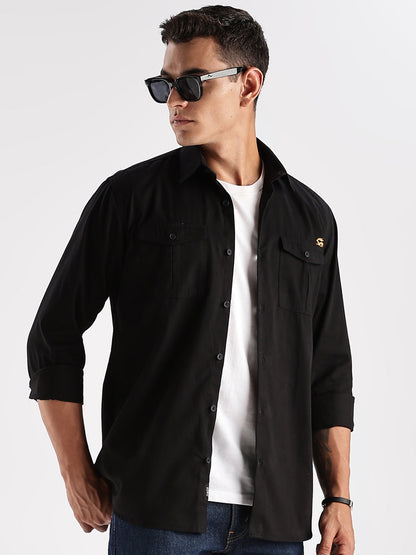 Double Pocket Mens Casual Shirt