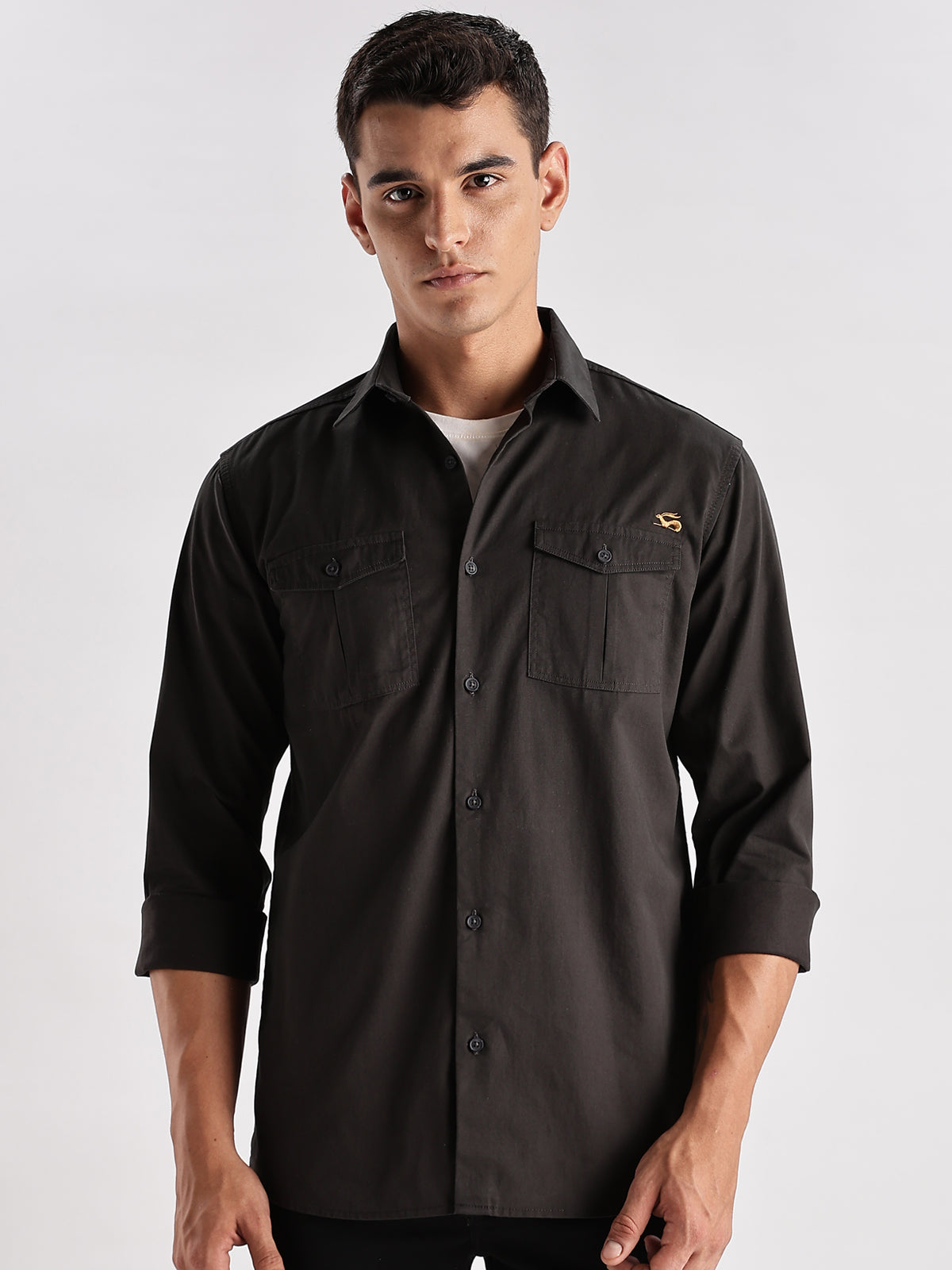 Double Pocket Mens Casual Shirt