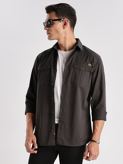 Double Pocket Mens Casual Shirt