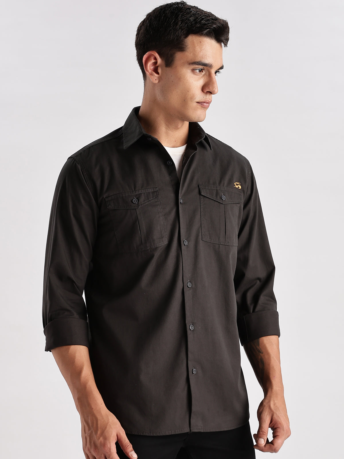 Double Pocket Mens Casual Shirt