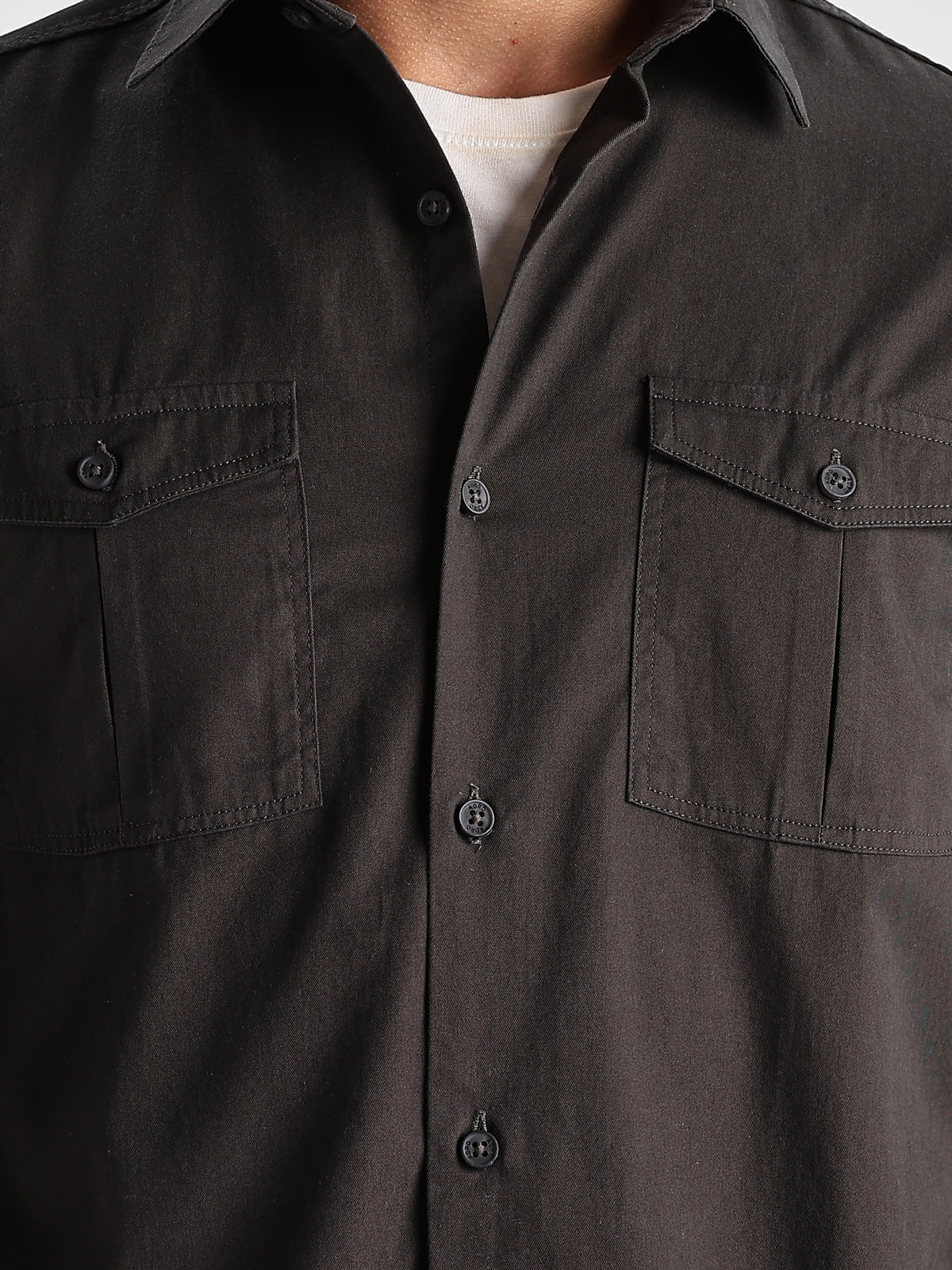 Double Pocket Mens Casual Shirt